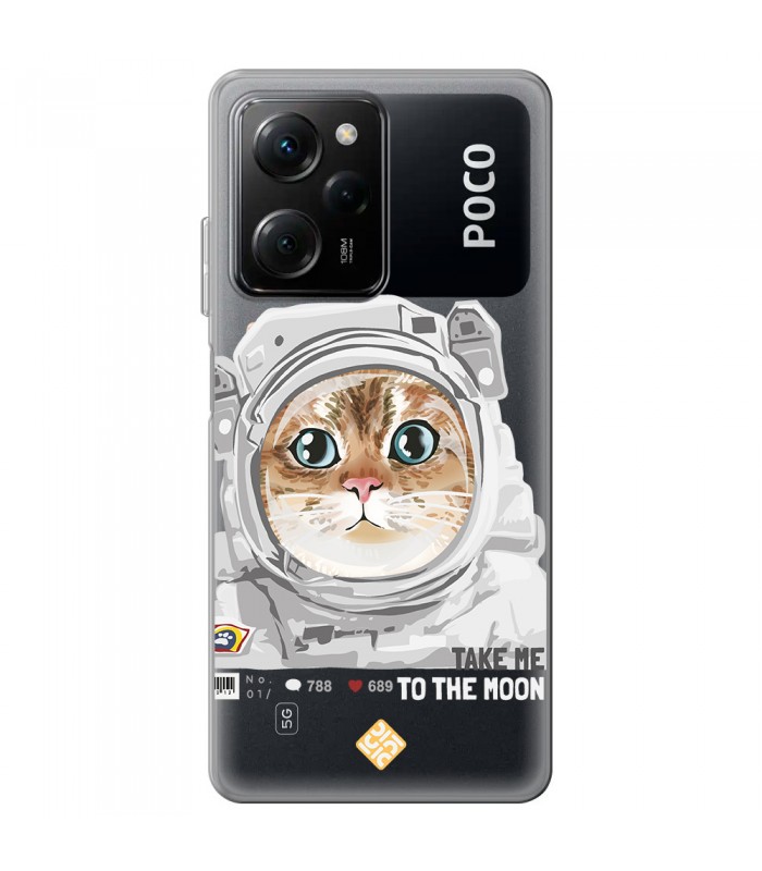 Funda para [ POCO X5 Pro 5G ] Dibujo Mascotas [ Gato Astronauta - Take Me To The Moon ] 