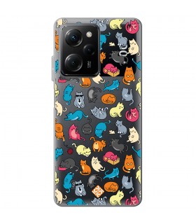 Funda para [ POCO X5 Pro 5G ] Dibujo Mascotas [ Gatos de Varios Colores ] de Silicona Flexible