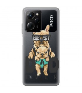Funda para [ POCO X5 Pro 5G ] Dibujo Mascotas [ Perro Bulldog - Best Dad Ever ] de Silicona Flexible
