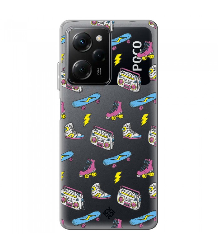 Funda para [ POCO X5 Pro 5G ] Dibujo Tendencias [ Skate Patines Años 90 ] de Silicona