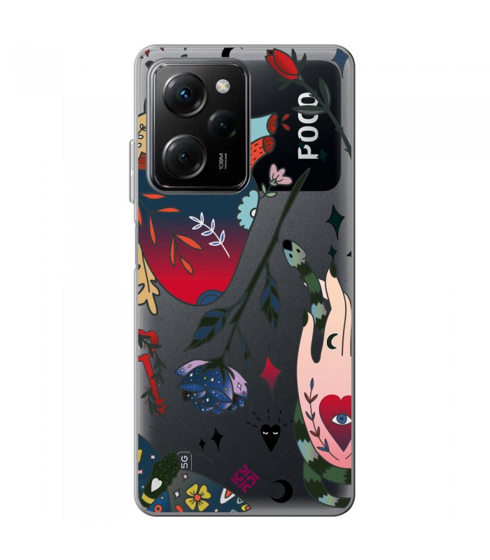 Funda para [ POCO X5 Pro 5G ] Dibujo Tendencias [ Doodle Tatuaje Esotérico ] de Silicona