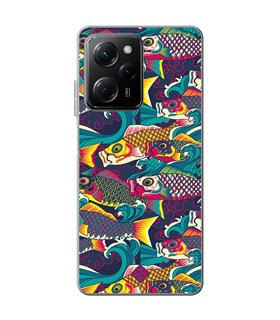 Funda para [ POCO X5 Pro 5G ] Dibujo Auténtico [ Serpentina de Carpas Koinobori, Mangas de Viento ] de Silicona