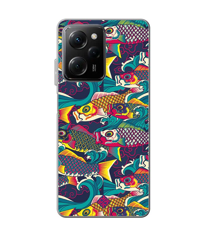 Funda para [ POCO X5 Pro 5G ] Dibujo Auténtico [ Serpentina de Carpas Koinobori, Mangas de Viento ] de Silicona