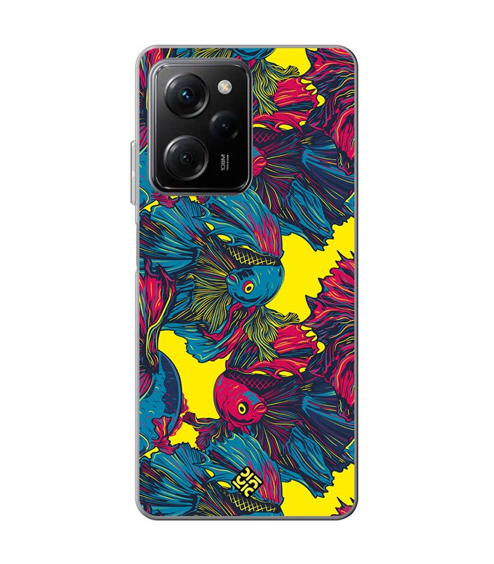 Funda para [ POCO X5 Pro 5G ] Dibujo Auténtico [ Patrón de Pescado Betta ] de Silicona Flexible para Smartphone