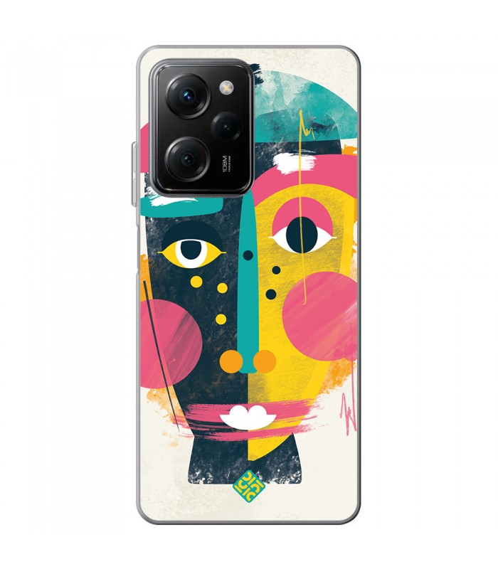 Funda para [ POCO X5 Pro 5G ] Dibujo Auténtico [ Ilustración de Arte de Pared Abstracción de Retrato Facial ] 