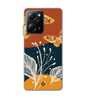 Funda para [ POCO X5 Pro 5G ] Dibujo Auténtico [ Arte Contemporáneo - Hojas y Mariposas ] de Silicona Flexible