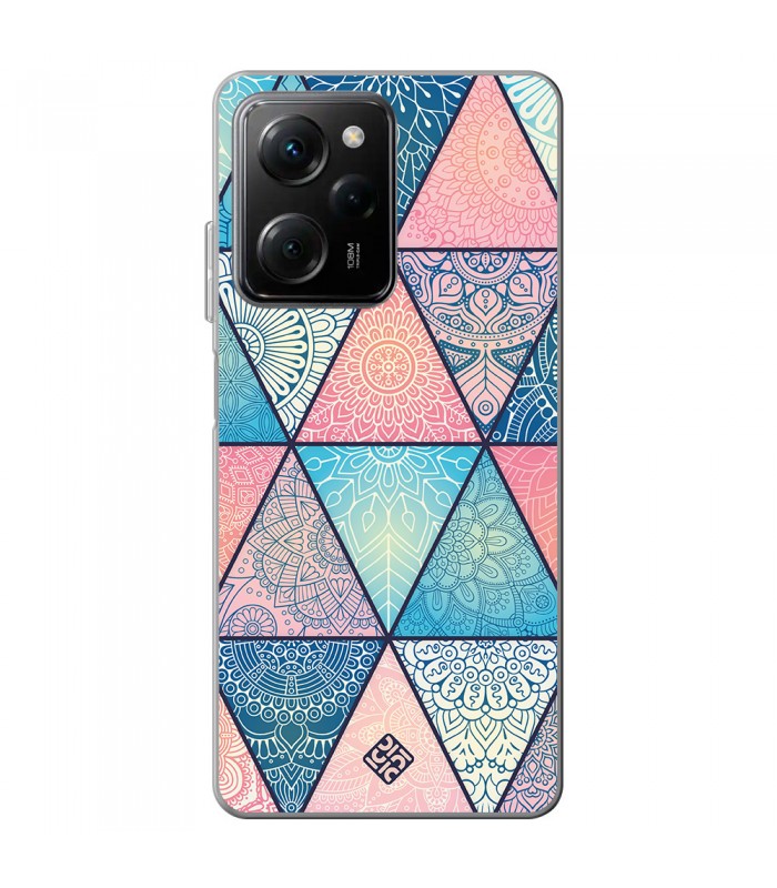 Funda para [ POCO X5 Pro 5G ] Dibujo Auténtico [ Mosaico Triangular Mandala ] de Silicona Flexible