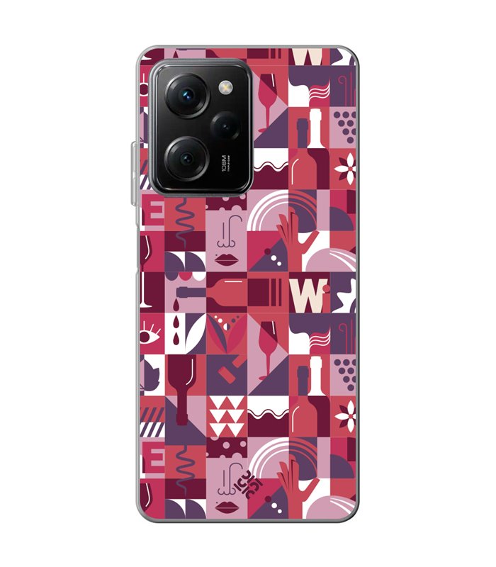 Funda para [ POCO X5 Pro 5G ] Dibujo Auténtico [ Collage Vino ] de Silicona Flexible