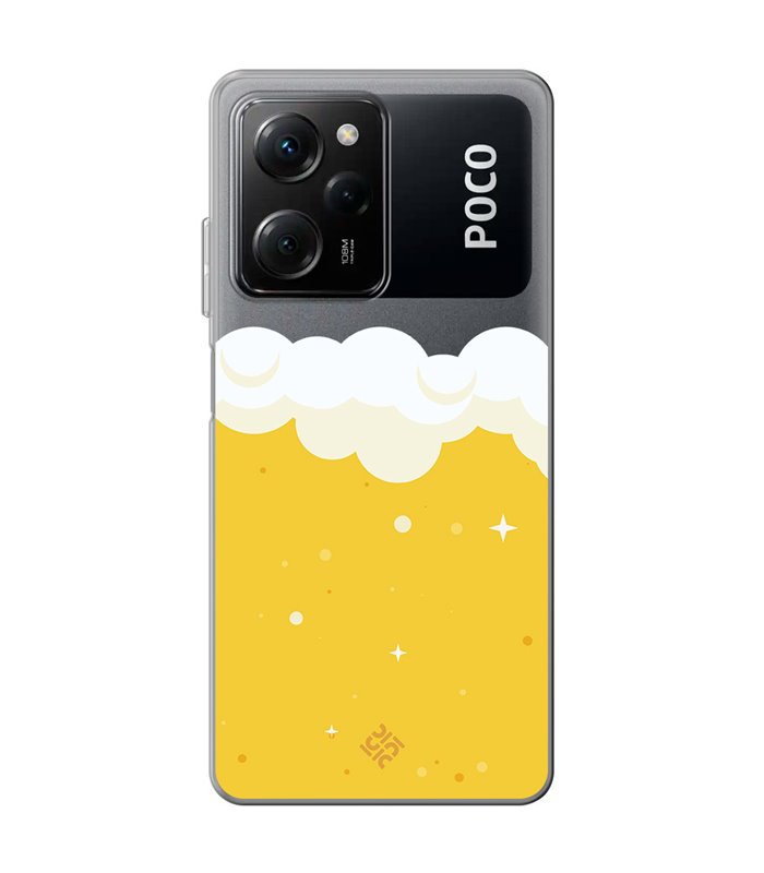 Funda para [ POCO X5 Pro 5G ] Dibujo Auténtico [ Cerveza ] de Silicona Flexible para Smartphone 