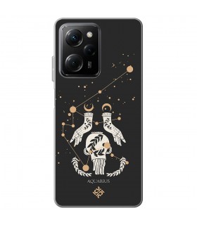 Funda para [ POCO X5 Pro 5G ] Dibujo Zodiaco [ Signo Zodiacal - Acuario ] de Silicona Flexible para Smartphone 