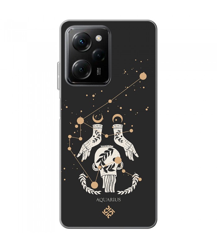 Funda para [ POCO X5 Pro 5G ] Dibujo Zodiaco [ Signo Zodiacal - Acuario ] de Silicona Flexible para Smartphone 