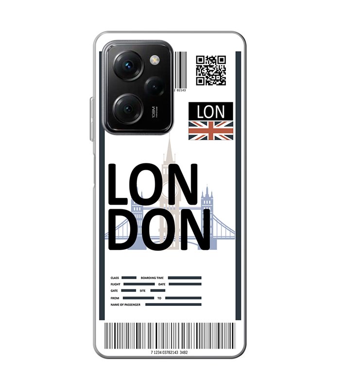 Funda para [ POCO X5 Pro 5G ] Billete de Avión [ London ] de Silicona Flexible para Smartphone 