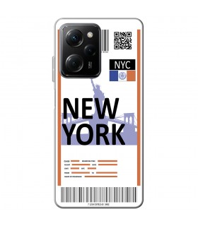 Funda para [ POCO X5 Pro 5G ] Billete de Avión [ New York ] de Silicona Flexible para Smartphone 