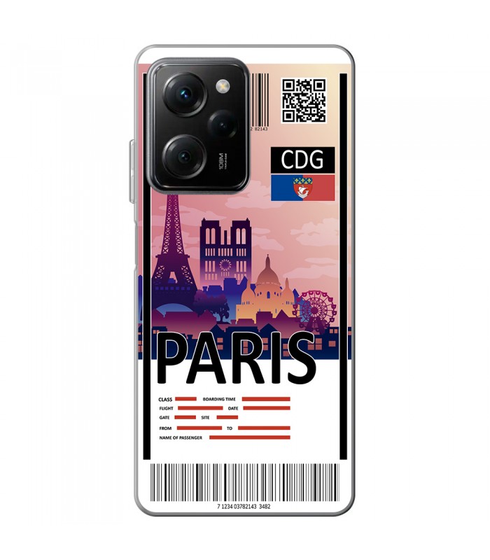 Funda para [ POCO X5 Pro 5G ] Billete de Avión [ París ] de Silicona Flexible para Smartphone 