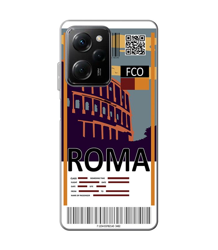 Funda para [ POCO X5 Pro 5G ] Billete de Avión [ Roma ] de Silicona Flexible para Smartphone 