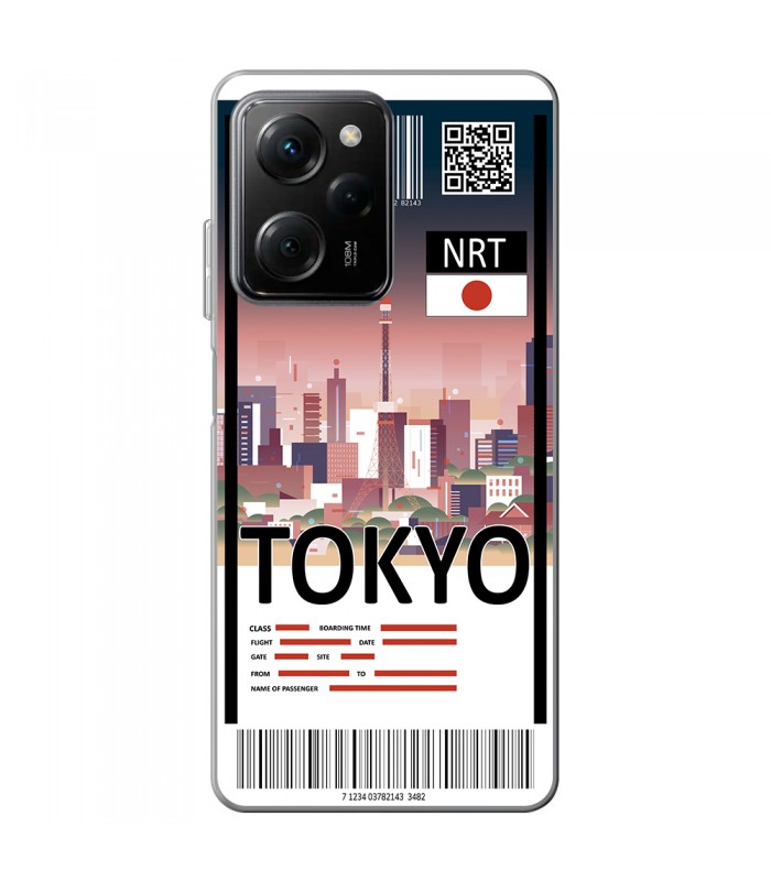 Funda para [ POCO X5 Pro 5G ] Billete de Avión [ Tokio ] de Silicona Flexible para Smartphone 