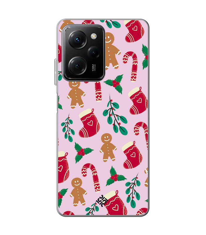 Funda para [ POCO X5 Pro 5G ] Fondo Navidad [ Galleta Christmas Baston Caramelo ] de Silicona Flexible para Smartphone 