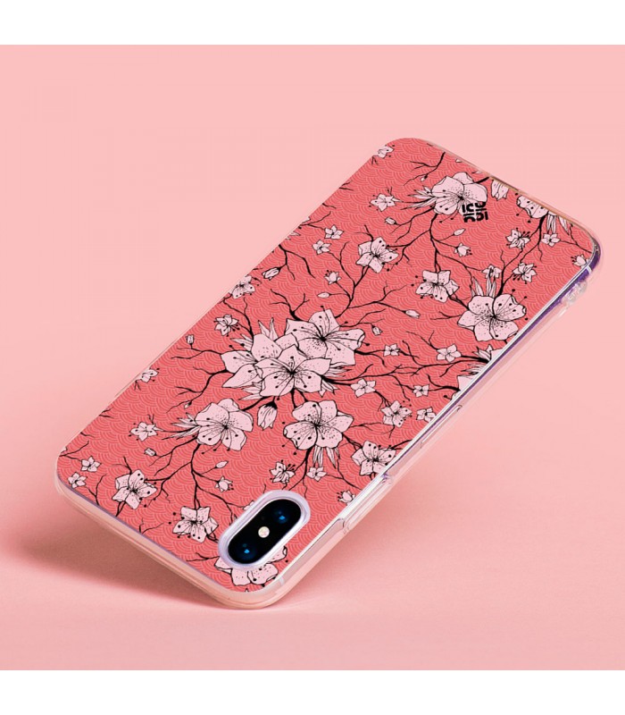 Funda para [ Oukitel C31 ] Dibujo Botánico [ Flores sakura con patron japones ] de Silicona Flexible