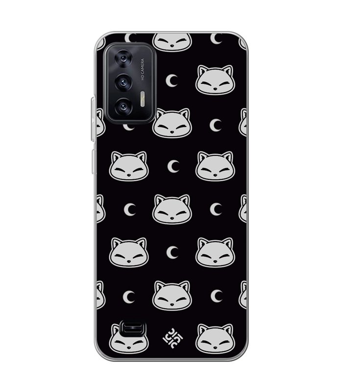 Funda para [ Oukitel C31 ] Dibujo Cute [ Gato Negro Lunar ] de Silicona Flexible para Smartphone