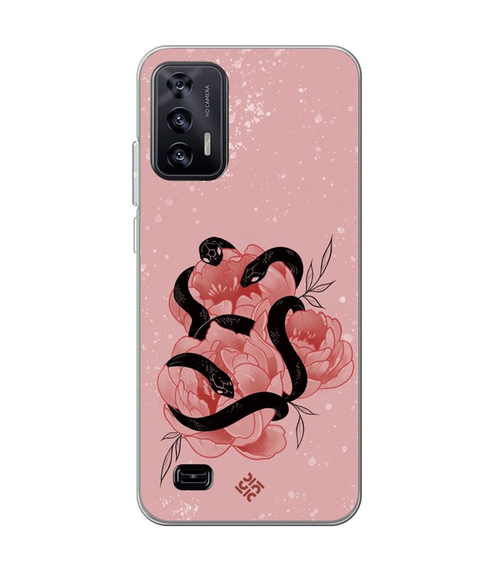 Funda para [ Oukitel C31 ] Dibujo Esotérico [ Tentación Floral - Rosas con Serpientes ] de Silicona Flexible