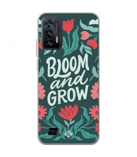 Funda para [ Oukitel C31 ] Dibujo Frases Guays [ Flores Bloom and Grow ] de Silicona Flexible para Smartphone
