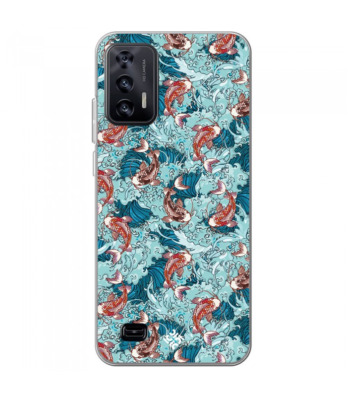 Funda para [ Oukitel C31 ] Dibujo Japones [ Peces Koi ] de Silicona Flexible para Smartphone 