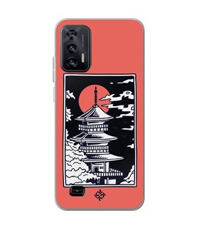 Funda para [ Oukitel C31 ] Dibujo Japones [ Pagoda con Fondo Transparente Japonesa ] de Silicona Flexible