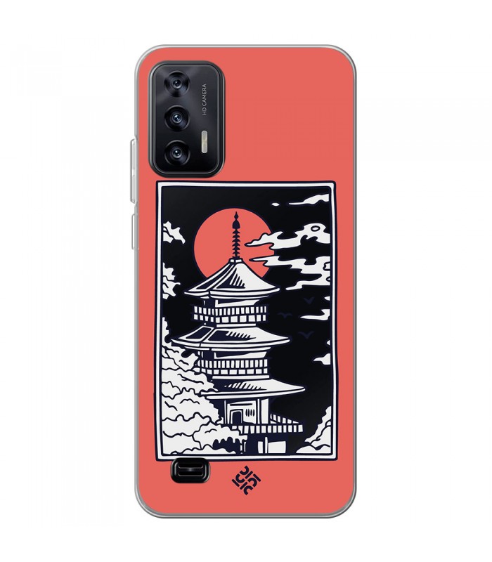 Funda para [ Oukitel C31 ] Dibujo Japones [ Pagoda con Fondo Transparente Japonesa ] de Silicona Flexible