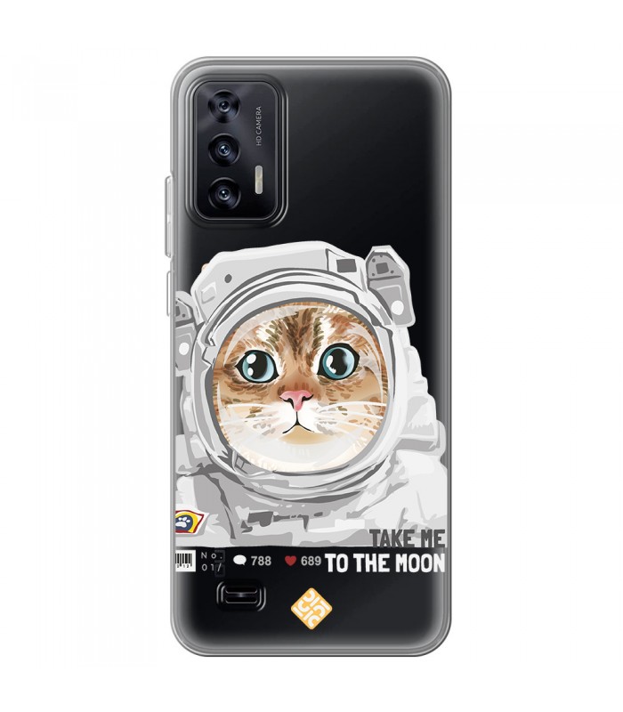 Funda para [ Oukitel C31 ] Dibujo Mascotas [ Gato Astronauta - Take Me To The Moon ] 