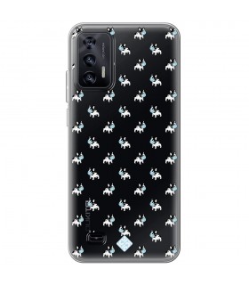 Funda para [ Oukitel C31 ] Dibujo Mascotas [ Bulldog Frances con Mascarilla ] de Silicona Flexible