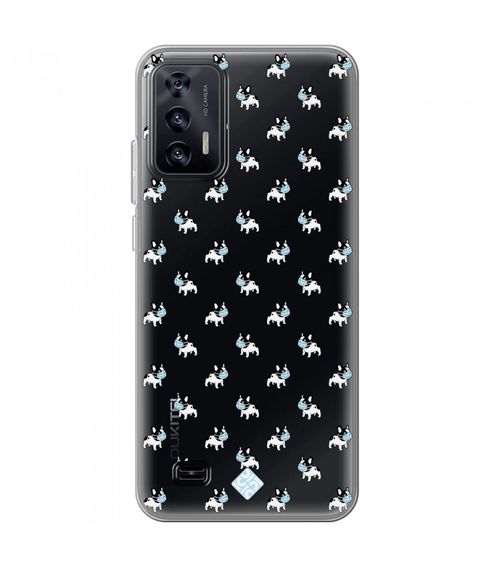 Funda para [ Oukitel C31 ] Dibujo Mascotas [ Bulldog Frances con Mascarilla ] de Silicona Flexible