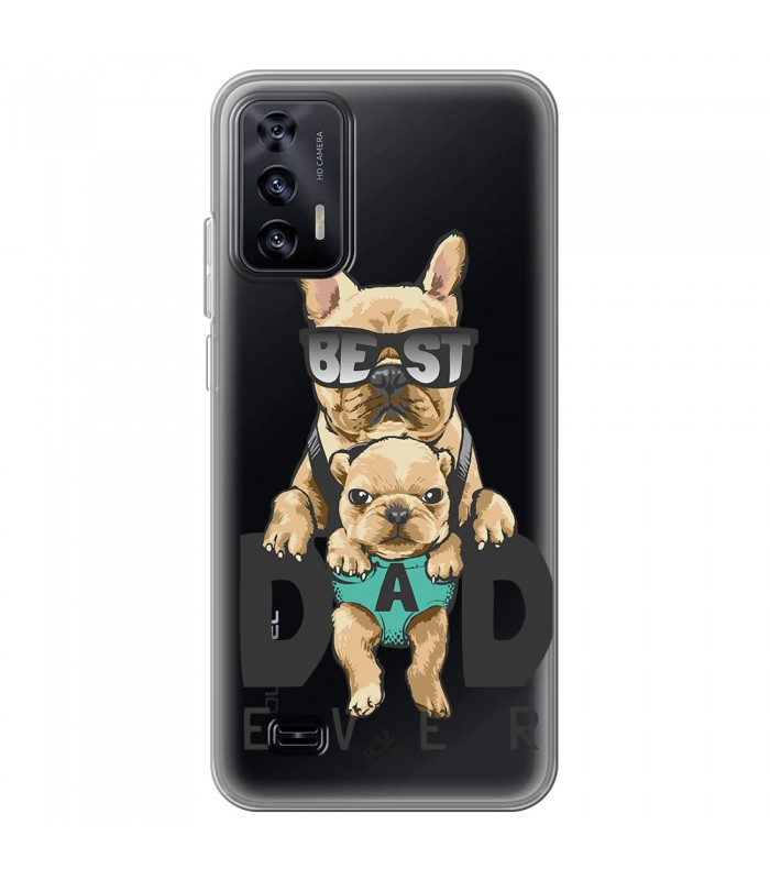 Funda para [ Oukitel C31 ] Dibujo Mascotas [ Perro Bulldog - Best Dad Ever ] de Silicona Flexible