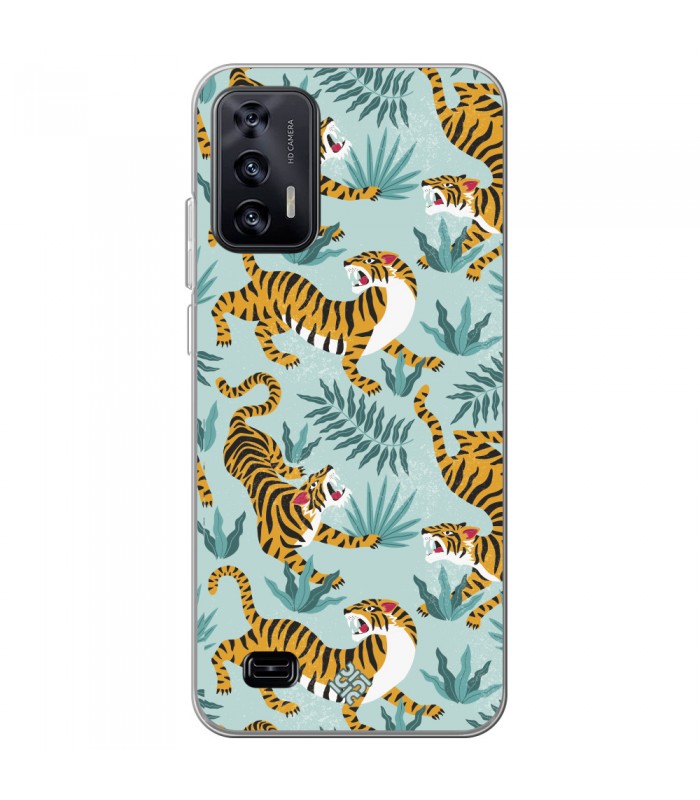 Funda para [ Oukitel C31 ] Dibujo Tendencias [ Estampado de Tigres ] de Silicona Flexible para Smartphone 