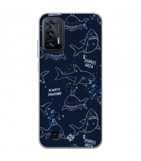 Funda para [ Oukitel C31 ] Dibujo Auténtico [ Sharks Area ] de Silicona Flexible para Smartphone