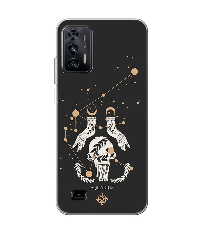 Funda para [ Oukitel C31 ] Dibujo Zodiaco [ Signo Zodiacal - Acuario ] de Silicona Flexible para Smartphone 