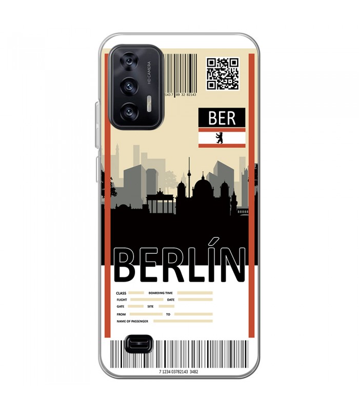 Funda para [ Oukitel C31 ] Billete de Avión [ Berlín ] de Silicona Flexible para Smartphone 