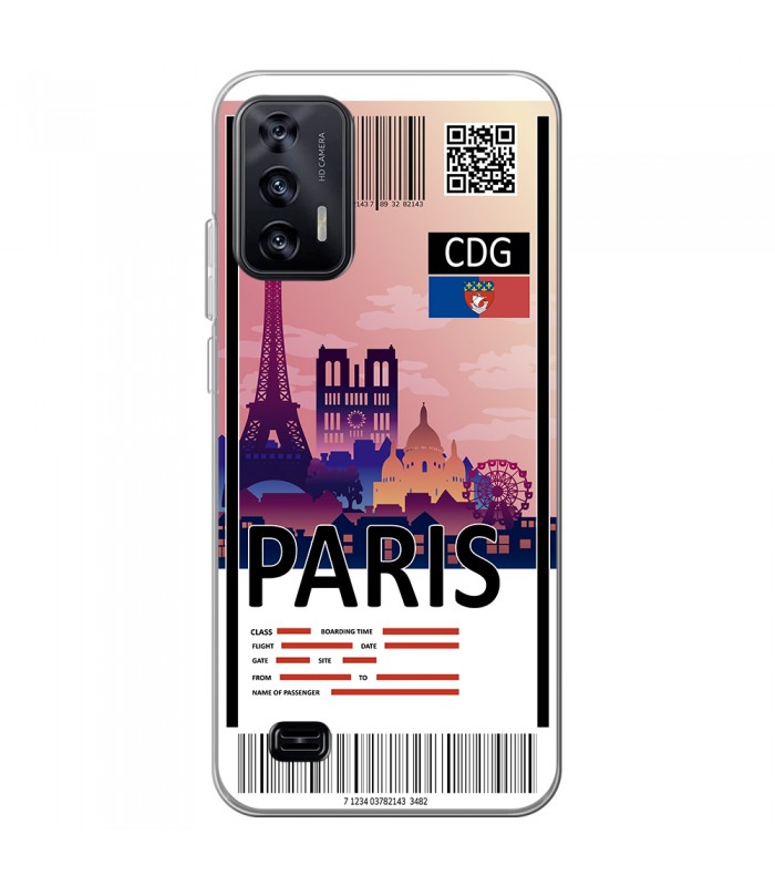 Funda para [ Oukitel C31 ] Billete de Avión [ París ] de Silicona Flexible para Smartphone 