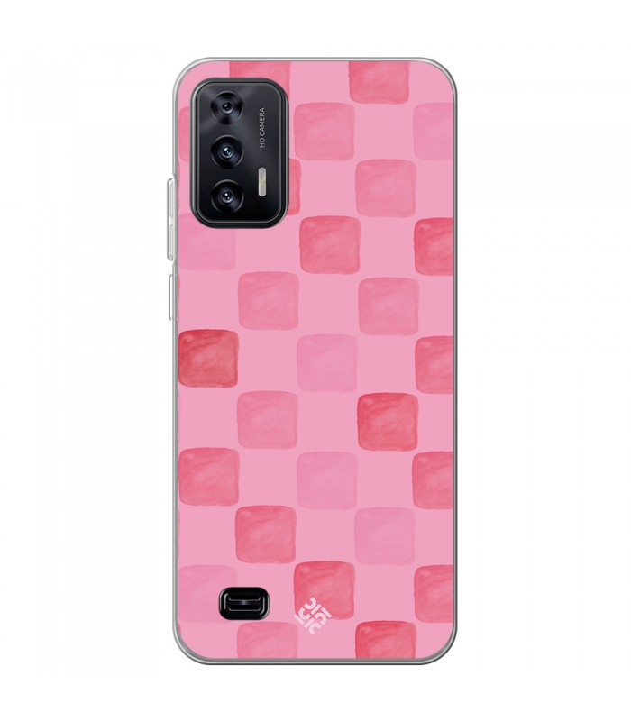 Funda para [ Oukitel C31 ] Color del Año Magenta [ Checkerboard Magenta - Patrón de Cuadrados - Estilo Acuarela ] 