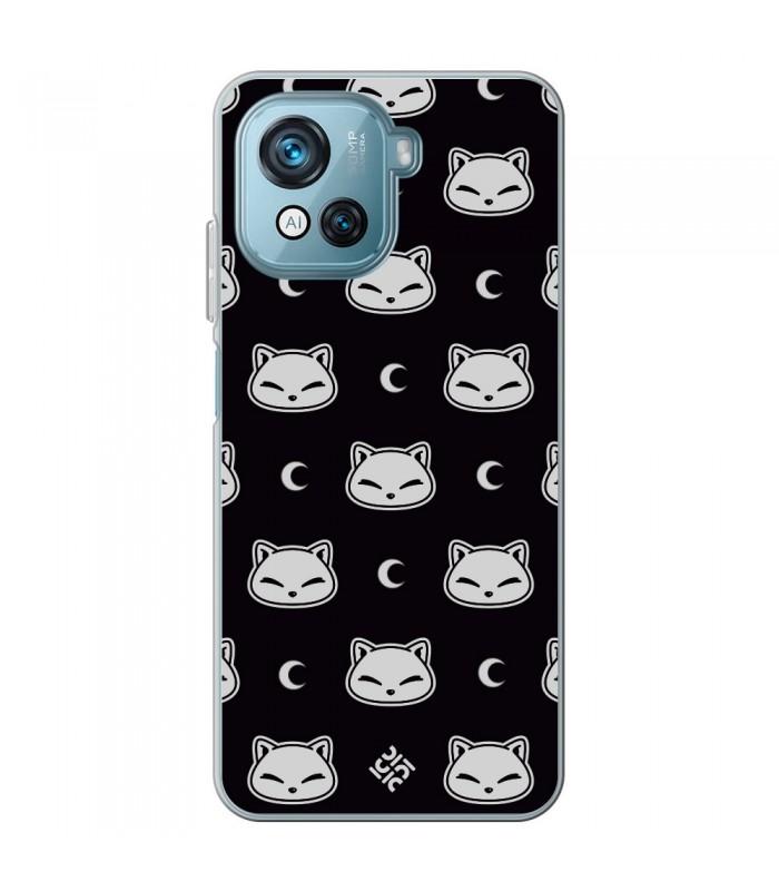 Funda para [ Blackview Oscal C80 ] Dibujo Cute [ Gato Negro Lunar ] de Silicona Flexible para Smartphone