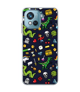 Funda para [ Blackview Oscal C80 ] Dibujo Gamers [ Iconos de Juego Retro Pixel Art 8 Bits ] de Silicona Flexible