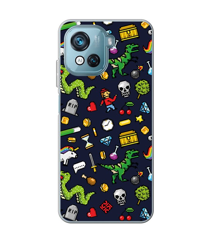 Funda para [ Blackview Oscal C80 ] Dibujo Gamers [ Iconos de Juego Retro Pixel Art 8 Bits ] de Silicona Flexible