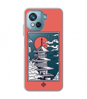 Funda para [ Blackview Oscal C80 ] Dibujo Japones [ Pagoda con Fondo Transparente Japonesa ] de Silicona Flexible