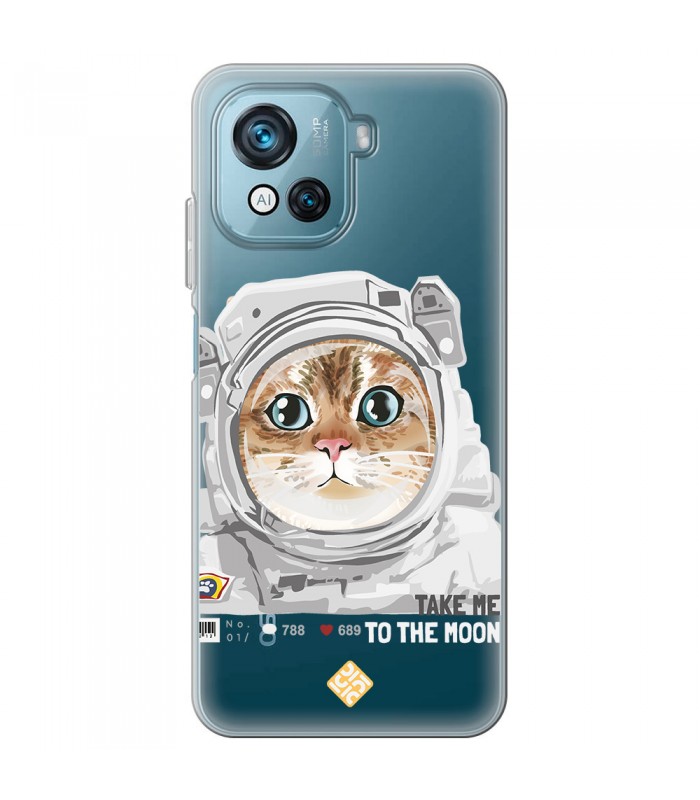 Funda para [ Blackview Oscal C80 ] Dibujo Mascotas [ Gato Astronauta - Take Me To The Moon ] 