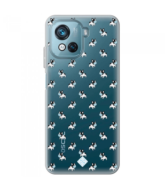 Funda para [ Blackview Oscal C80 ] Dibujo Mascotas [ Bulldog Frances con Mascarilla ] de Silicona Flexible