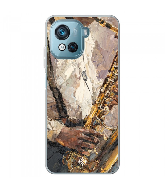 Funda para [ Blackview Oscal C80 ] Diseño Música [ Pintura - Tocando el Saxofón ] de Silicona Flexible