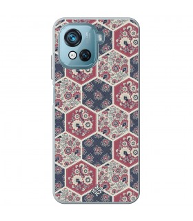 Funda para [ Blackview Oscal C80 ] Dibujo Tendencias [ Diseño Azulejos Hexágonales con Flores ] de Silicona Flexible