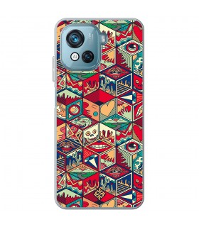 Funda para [ Blackview Oscal C80 ] Dibujo Auténtico [ Diseño Doodle Arte con Elementos Ornamentales ] de Silicona