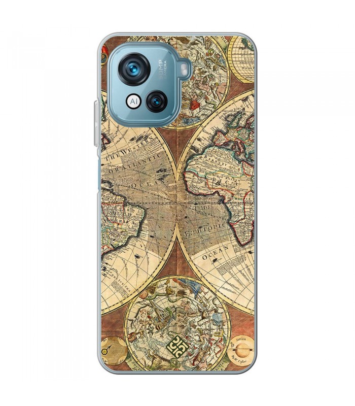 Funda para [ Blackview Oscal C80 ] Dibujo Auténtico [ Antiguo Mapa Mundi ] de Silicona Flexible