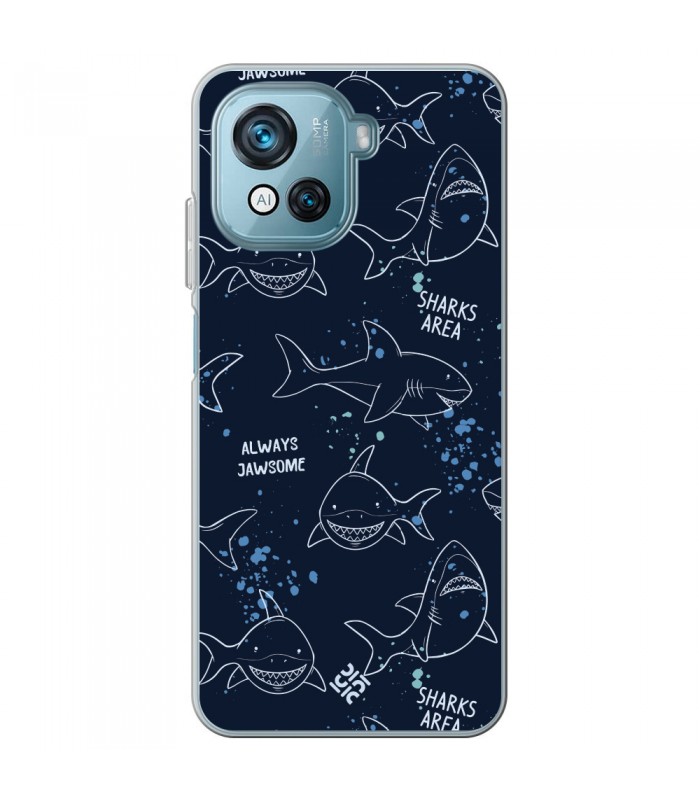 Funda para [ Blackview Oscal C80 ] Dibujo Auténtico [ Sharks Area ] de Silicona Flexible para Smartphone