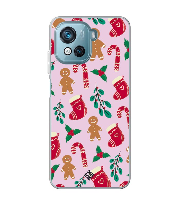 Funda para [ Blackview Oscal C80 ] Fondo Navidad [ Galleta Christmas Baston Caramelo ] de Silicona Flexible para Smartphone 